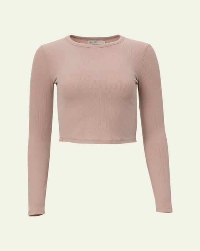 Malibu Collection Ultra Soft Rib Crop T-Shirt